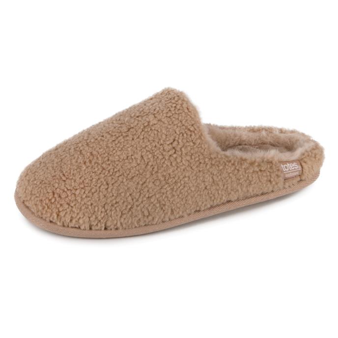 Isotoner® Ladies Curly Fur Mule Natural Extra Image 2